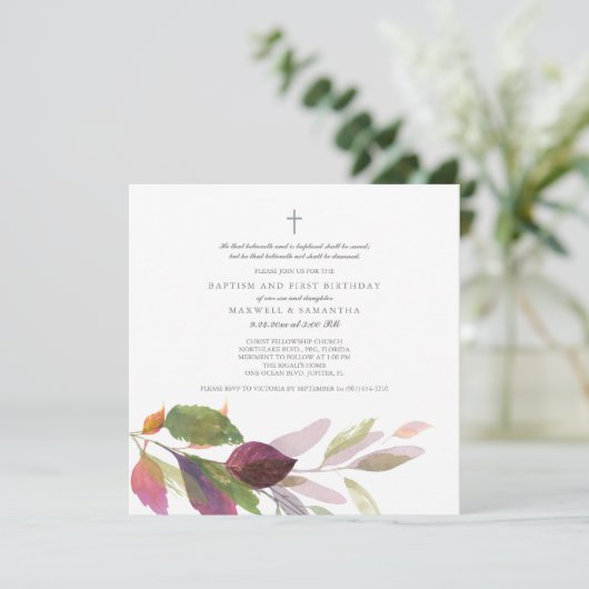 Waterverf herfst oliage Baptisme Kaart (Staand voorkant)