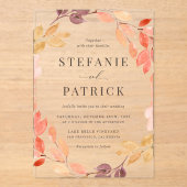 Waterverf herfst oliage Wreath Fall Wedding Acryl Uitnodigingen (Voorkant)