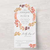 Waterverf herfst oliage Wreath Fall Wedding All In One Uitnodiging (Binnen)