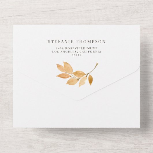 Waterverf herfst oliage Wreath Fall Wedding All In One Uitnodiging (Achterkant)