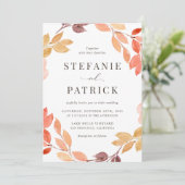 Waterverf herfst oliage Wreath Fall Wedding Kaart (Staand voorkant)