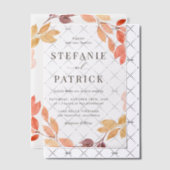 Waterverf herfst oliage Wreath Fall Wedding Vellum Uitnodigingen (Offset (Uitnodiging))