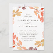 Waterverf herfst oliage Wreath Wedding Kaart (Voorkant)