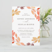 Waterverf herfst oliage Wreath Wedding Kaart (Staand voorkant)