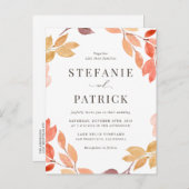 Waterverf herfst oliage Wreath Wedding Uitnodiging Briefkaart (Voorkant / Achterkant)