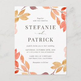 Waterverf herfst oliage Wreath Wedding Uitnodiging Briefkaart