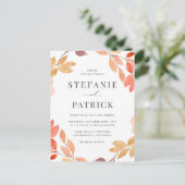 Waterverf herfst oliage Wreath Wedding Uitnodiging Briefkaart (Staand voorkant)