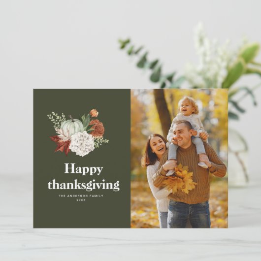 waterverf herfst oogst blij Thanksgiving foto Feestdagenkaart (Staand voorkant)