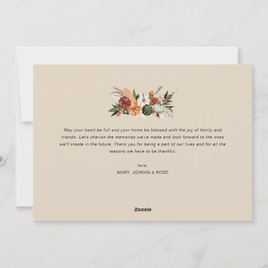 waterverf herfst oogst blij Thanksgiving foto Feestdagenkaart (Achterkant)