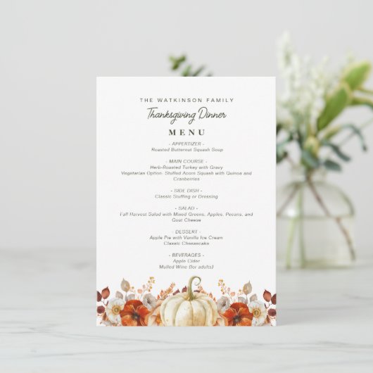 waterverf herfst oogst Thanksgiving menu (Staand voorkant)