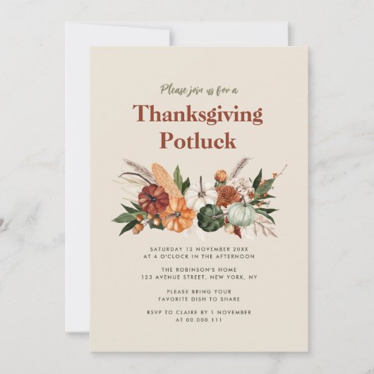 waterverf herfst oogst Thanksgiving potluck Kaart (Voorkant)