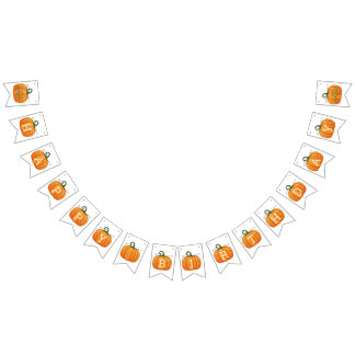 Waterverf Herfst Oranje pompoen Vlaggetjes