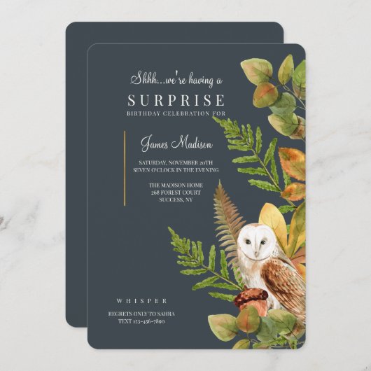 Waterverf Herfst Owl Uitnodiging (Voorkant / Achterkant)