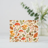 Waterverf Herfst Paddenstoel Patroon Briefkaart (Staand voorkant)