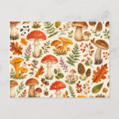 Waterverf Herfst Paddenstoel Patroon Briefkaart (Voorkant)