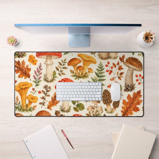 Waterverf Herfst Paddenstoel Patroon Bureaumat (Kantoor 1)