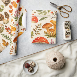 Waterverf Herfst Paddenstoel Patroon Cadeaupapier