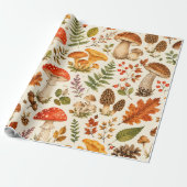 Waterverf Herfst Paddenstoel Patroon Cadeaupapier (Uitgerold)