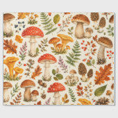 Waterverf Herfst Paddenstoel Patroon Cadeaupapier (Vlak)