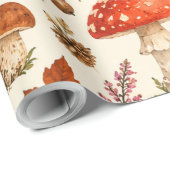 Waterverf Herfst Paddenstoel Patroon Cadeaupapier (Rol Hoek)