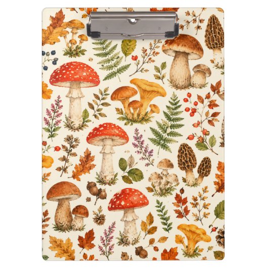 Waterverf Herfst Paddenstoel Patroon Klembord (Voorkant)