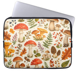 Waterverf Herfst Paddenstoel Patroon Laptop Sleeve