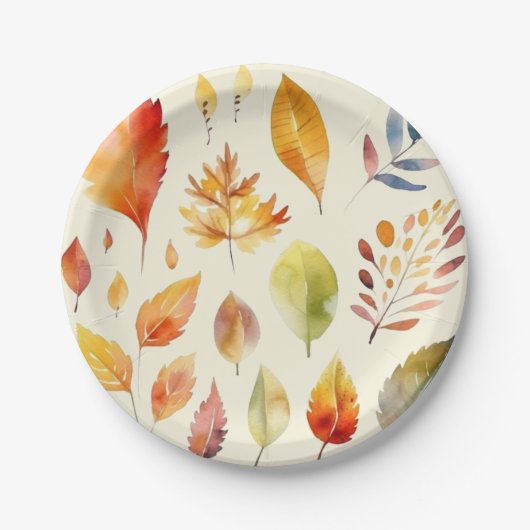 Waterverf Herfst Papieren Bordje (Voorkant)