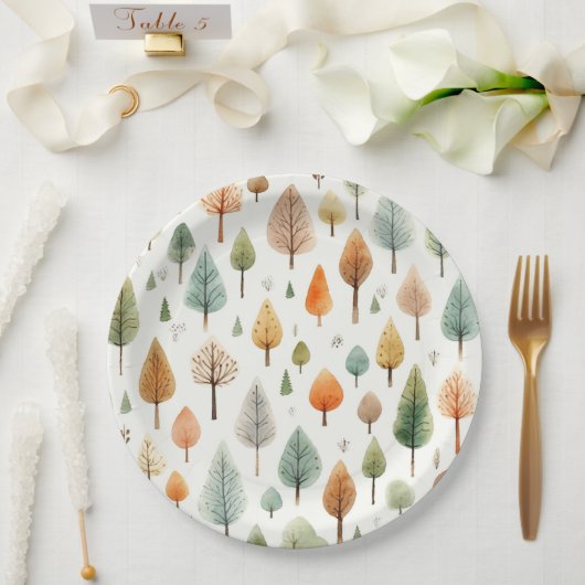 Waterverf Herfst Pattern Papieren Bordje (Huwelijk)
