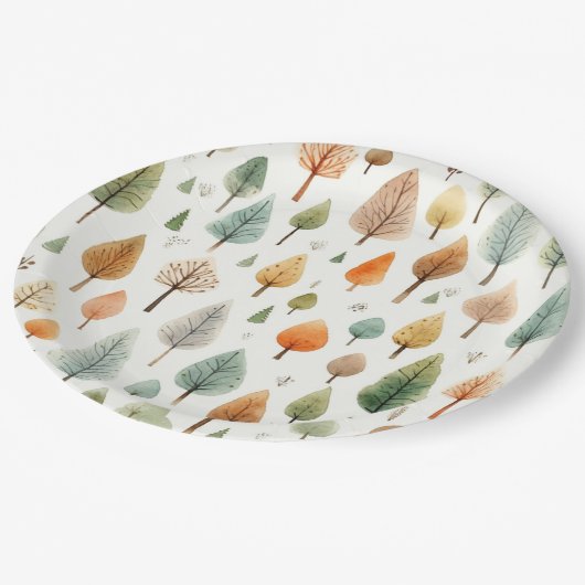 Waterverf Herfst Pattern Papieren Bordje (Gekanteld)