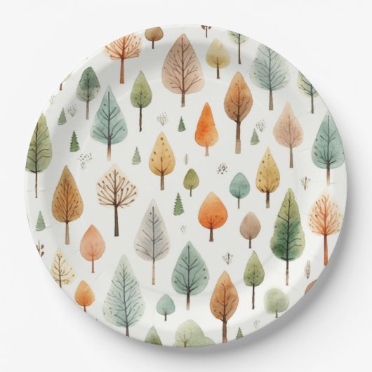 Waterverf Herfst Pattern Papieren Bordje (Voorkant)