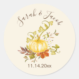 Waterverf herfst pomkin en bladeren ronde sticker