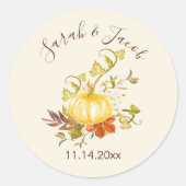 Waterverf herfst pomkin en bladeren ronde sticker (Voorkant)