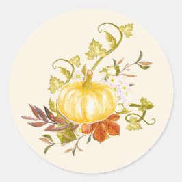 Waterverf herfst pomkin en bladeren ronde sticker