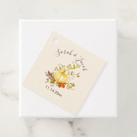 Waterverf herfst pomkin en lederen bruiloft bedankjes labels (In situ)