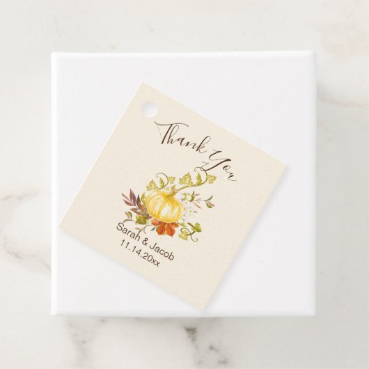 Waterverf herfst pomkin en lederen bruiloft bedankjes labels (In situ)