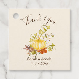 Waterverf herfst pomkin en lederen bruiloft bedankjes labels