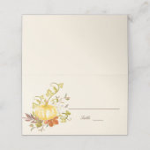 Waterverf herfst pomkin en lederen bruiloft plaatskaartje (Buitenkant ongevouwen)