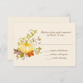 Waterverf herfst pomkin en lederen bruiloft RSVP kaartje (Voorkant / Achterkant)