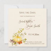 Waterverf herfst pomkin en lederen bruiloft save the date (Voorkant)