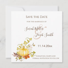 Waterverf herfst pomkin en lederen bruiloft save the date