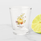 Waterverf herfst pomkin en leves Wedding Favor Shot Glas (Voorkant)
