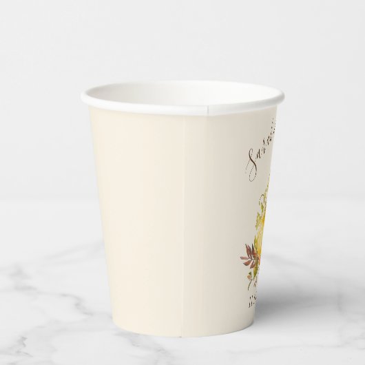 Waterverf herfst pomkin & lederbruiloft papieren bekers (Rechts)