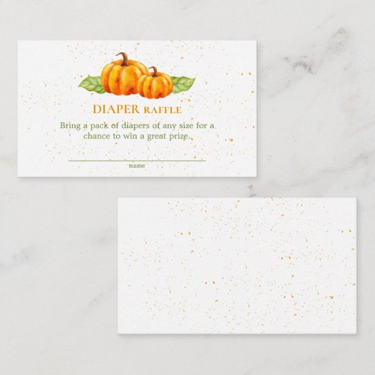 Waterverf Herfst Pompoen Baby Luier Raffle Informatiekaartje (Voorkant / Achterkant)