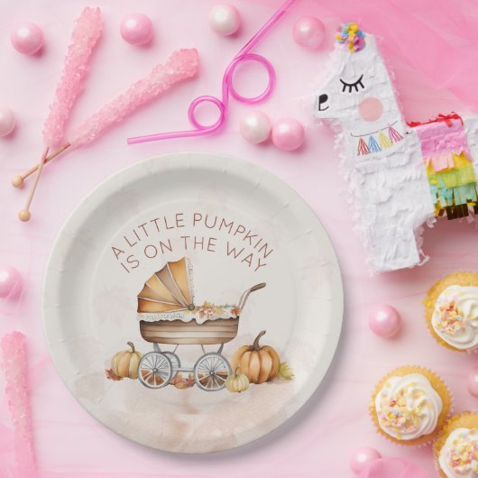 Waterverf Herfst pompoen Baby shower Papieren Bordje (Feest)