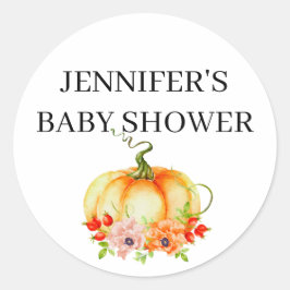Waterverf herfst pompoen baby shower ronde sticker