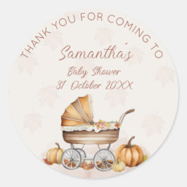 Waterverf Herfst pompoen Baby shower Ronde Sticker