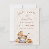 Waterverf Herfst Pompoen Baby shower Save the Date Kaart (Voorkant)