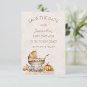 Waterverf Herfst Pompoen Baby shower Save the Date Kaart (Staand voorkant)