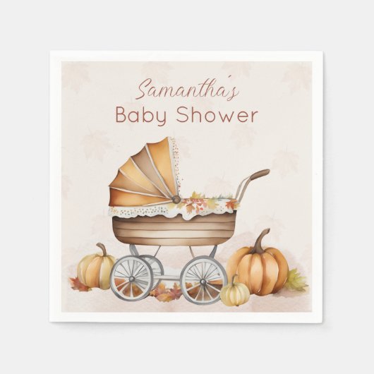Waterverf Herfst pompoen Baby shower Servet (Voorkant)