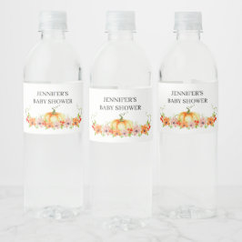 Waterverf herfst pompoen baby shower waterfles etiket